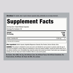 Piping Rock Acetyl L-Carnitine HCL capsules close-up for easy swallowing