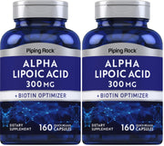 Piping Rock Alpha Lipoic Acid 300mg bottle front, ideal for daily supplementation