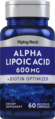 Piping Rock Alpha Lipoic Acid 600mg bottle for daily wellness.