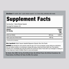 Piping Rock Alpha Lipoic Acid 600mg capsules featuring Biotin Optimizer.