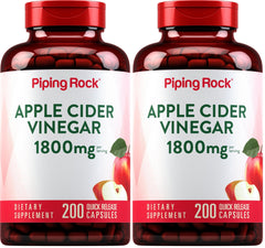Piping Rock Apple Cider Vinegar capsules 1800 mg front bottle for daily wellness.