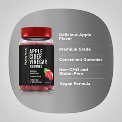 Piping Rock Apple Cider Vinegar Gummies apple-flavor closeup, tasty and easy to chew