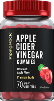 Piping Rock Apple Cider Vinegar Gummies bottle front, convenient daily wellness support