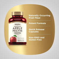 Piping Rock Apple Pectin Capsules label closeup, clear labeling and purity marks.