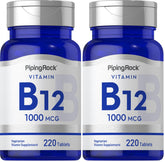 Piping Rock B12 bottle front showing high-potency cyanocobalamin for daily use