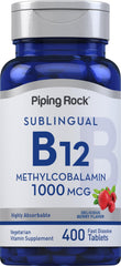 Piping Rock Vitamin B12 Sublingual tablets berry flavor dissolve quickly for daily use.
