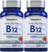 Piping Rock B12 Sublingual bottle front, high potency 1000 mcg.