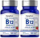 Piping Rock B12 Sublingual bottle on countertop for daily energy support.