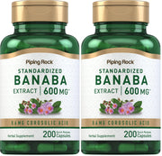 Piping Rock Banaba Leaf Extract capsules bottle close-up for daily wellness support