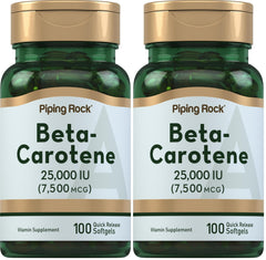 Piping Rock Beta Carotene softgels bottle for daily vitamin A support.