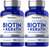 Piping Rock Biotin supplement bottle supports daily hair and nails health