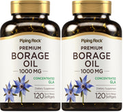 Piping Rock Borage Oil softgel bottle for daily omega-6 and omega-9 support.