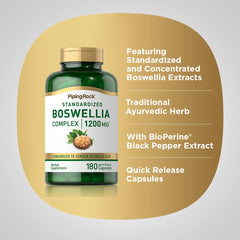 Piping Rock Boswellia Extract front bottle highlights gluten-free and non-GMO branding.
