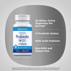 Piping Rock bottle label emphasizes 50B CFU per-pack amount