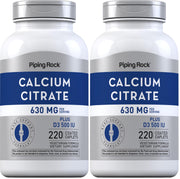 Piping Rock calcium citrate with vitamin D3 bottle front for daily supplement routine