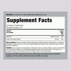Piping Rock calcium citrate capsules closeup highlights easy-to-swallow coated caplets