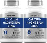 Piping Rock Calcium Magnesium Zinc caplets bottle for daily mineral support