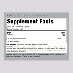 Piping Rock Cats Claw bottle with clear label for everyday wellness.