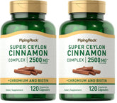 Piping Rock Ceylon Cinnamon capsules bottle view for daily wellness support.