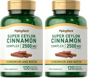 Piping Rock Ceylon Cinnamon capsules bottle view for daily wellness support.