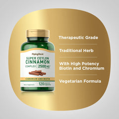 Piping Rock Ceylon Cinnamon capsules lab-tested badge image emphasizing trusted ingredients.