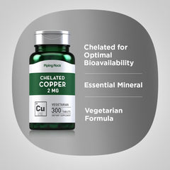 Piping Rock Chelated Copper bottle label with clear dosage information.