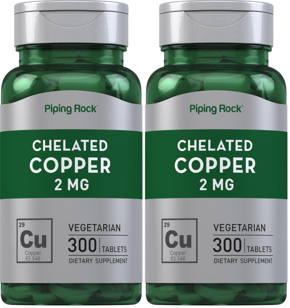 Piping Rock Chelated Copper bottle close-up for daily mineral support.