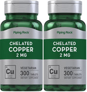 Piping Rock Chelated Copper bottle close-up for daily mineral support.