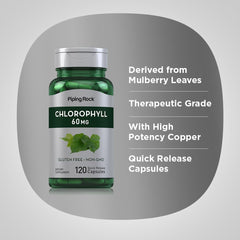 Piping Rock Chlorophyll Capsules packaging shot communicates therapeutic-grade quality.