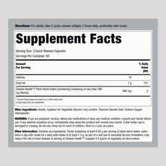 Piping Rock Cholesterol Health Softgels label view highlights 800 mg plant sterols per serving.