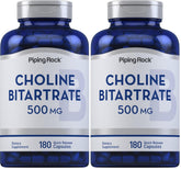 Piping Rock Choline Bitartrate 500 mg bottle ready for daily use.