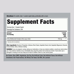 Piping Rock Citrus Bioflavonoids Complex label close-up highlighting potency and purity.