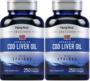 Piping Rock cod liver oil softgels front label for easy omega-3 intake