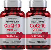 Piping Rock CoQ-10 200mg bottle front view for daily energy support.