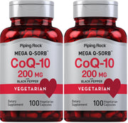 Piping Rock CoQ-10 200mg bottle front view for daily energy support.