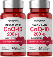 Piping Rock CoQ10 200mg softgels bottle for daily wellness support