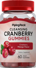 Piping Rock Cranberry Gummies bottle showcases vegan, gluten-free formula for daily wellness.
