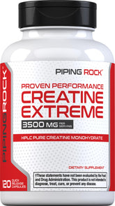 Piping Rock creatine monohydrate capsules front label for quick recognition.