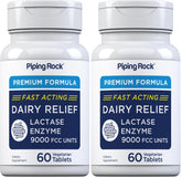 Piping Rock Dairy Relief Pills front view, compact bottle for easy daily use.