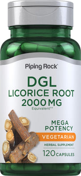 Piping Rock DGL bottle front with 120 vegetarian capsules