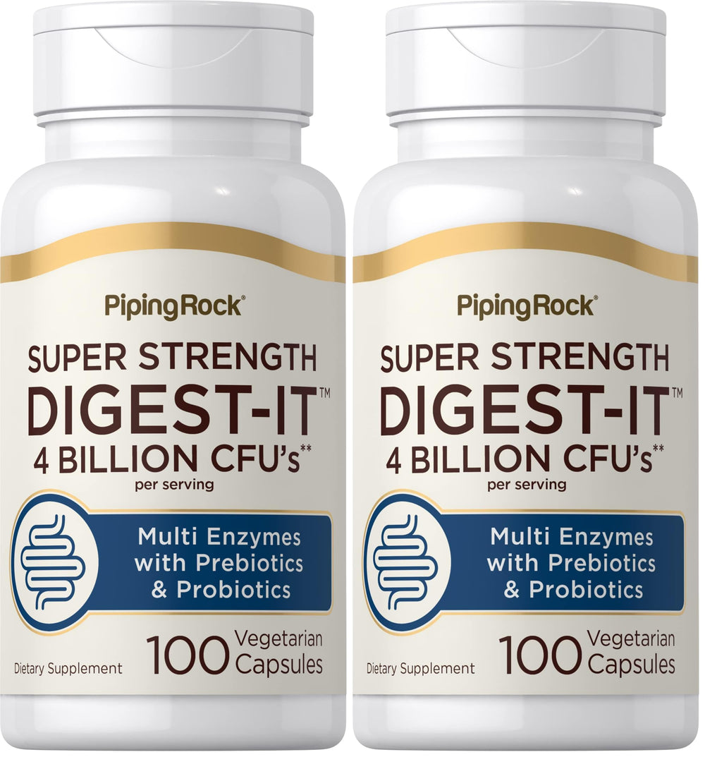 Piping Rock Digestive Enzymes probiotic bottle front for digestive support.