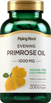 Piping Rock Evening Primrose Oil softgels bottle front for daily wellness.