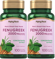 Piping Rock Fenugreek bottle front view, high-potency 2000 mg extract.