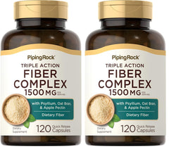 Piping Rock Fiber Complex bottle closeup, high-fiber daily support.