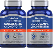 Piping Rock Glucosamine Chondroitin bottle label highlights joint support benefits.