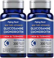 Piping Rock glucosamine chondroitin MSM turmeric bottle with easy-to-swallow tablets for daily use