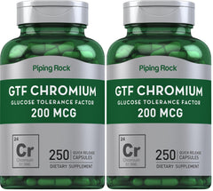 Piping Rock GTF Chromium bottle label highlights high-potency supplementation
