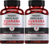 Piping Rock Guarana Capsules 1600 mg bottle front for energy-focused packaging
