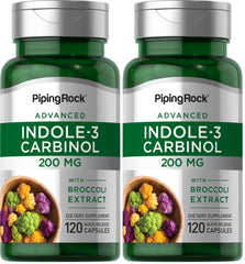 Piping Rock Indole 3 Carbinol 200mg bottle for convenient daily supplementation.