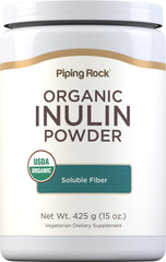 Piping Rock Organic Inulin Powder 15 oz container ready for daily fiber addition.